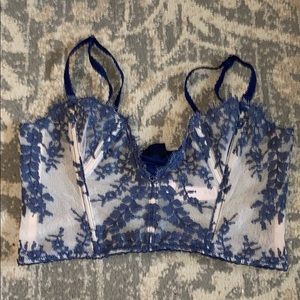 Navy and Blush Ribbed Corset